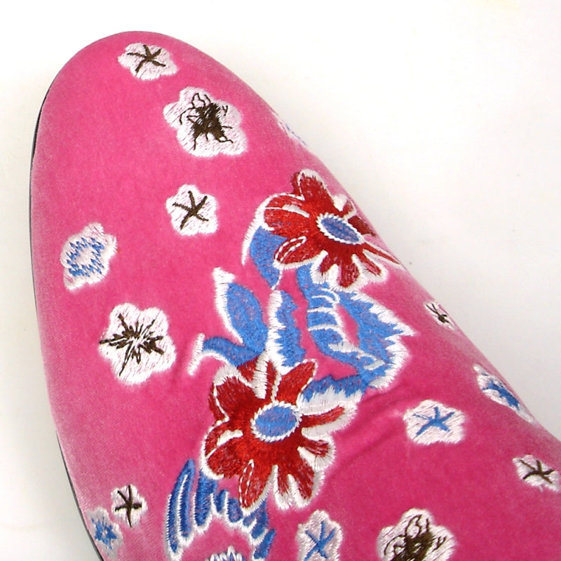 Fiesso FI-7413 Pink Flower Slip on Loafers