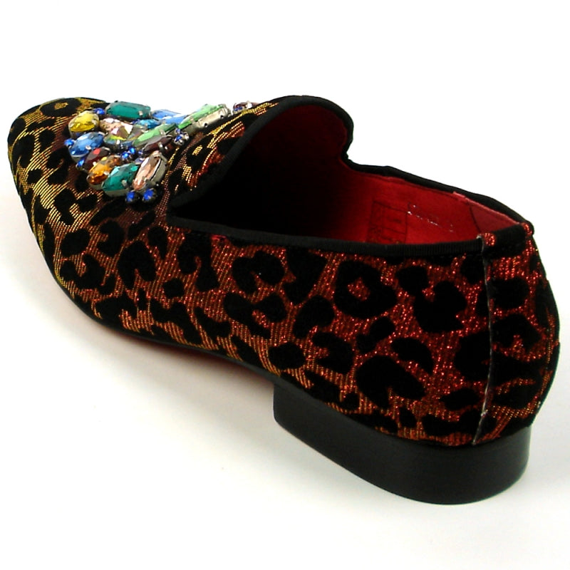 Fiesso FI-7422 Leopard Slip on Loafers