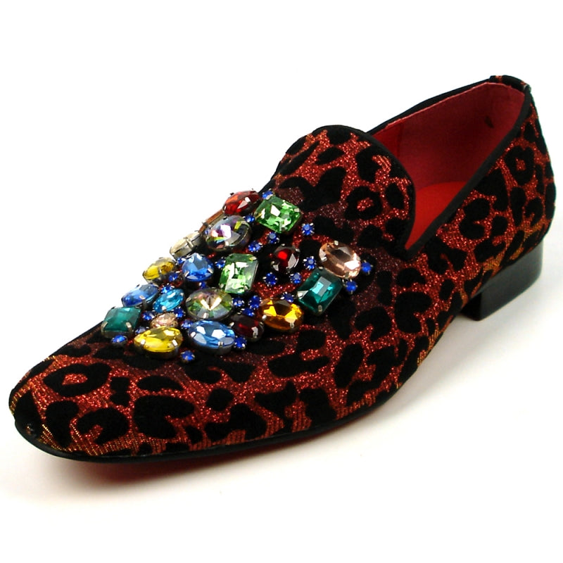 Fiesso FI-7422 Leopard Slip on Loafers