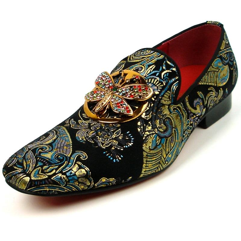 Fiesso FI-7427 Blue Slip on Butterfly Loafers