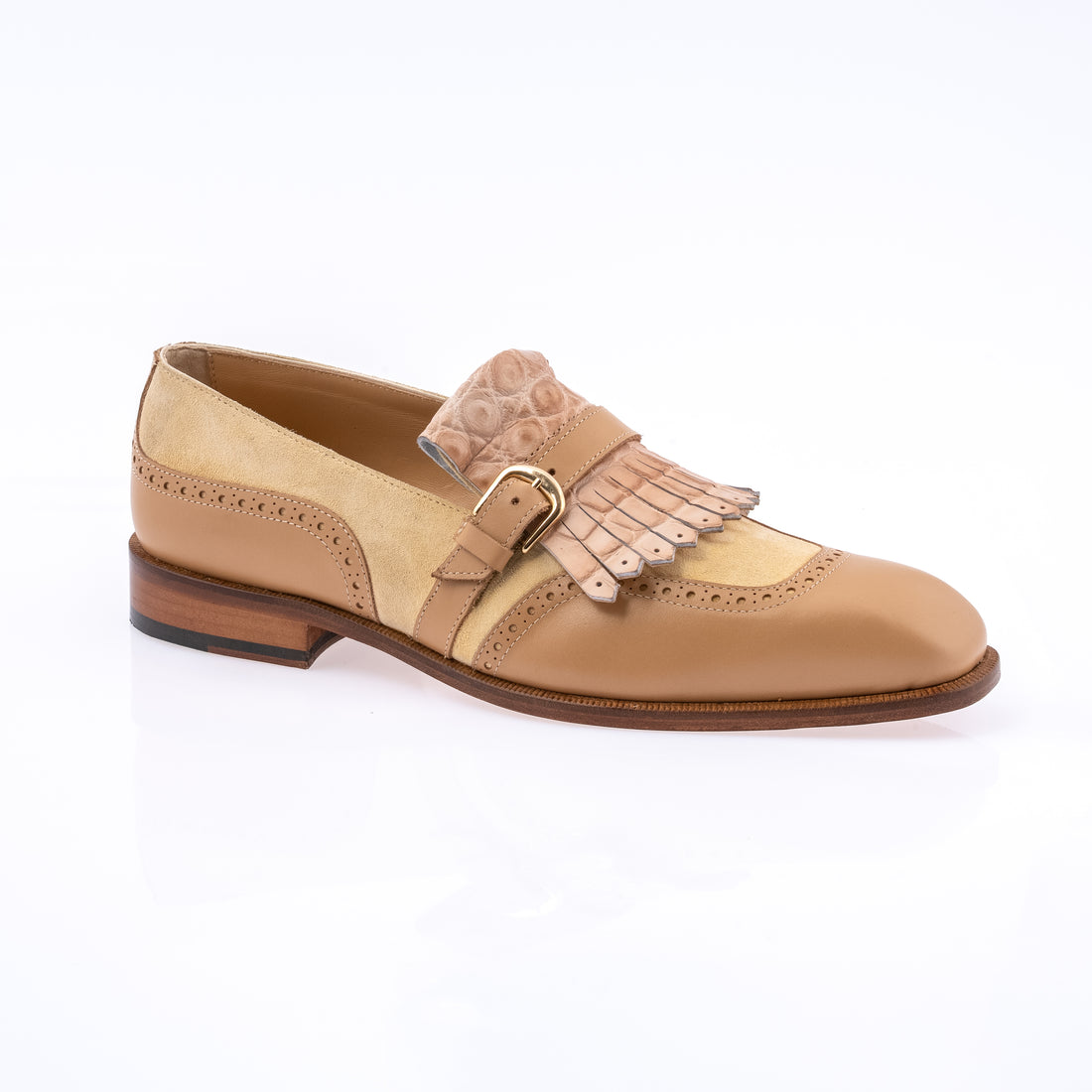 Mauri 1123 Dune/Champagne Genuine Alligator/Calf/Suede Monk strap Shoes