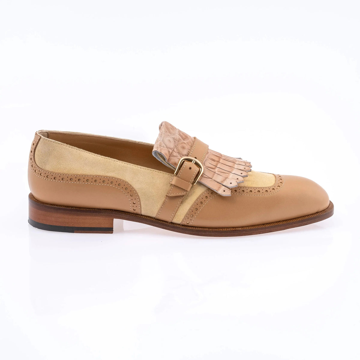Mauri 1123 Dune/Champagne Genuine Alligator/Calf/Suede Monk strap Shoes