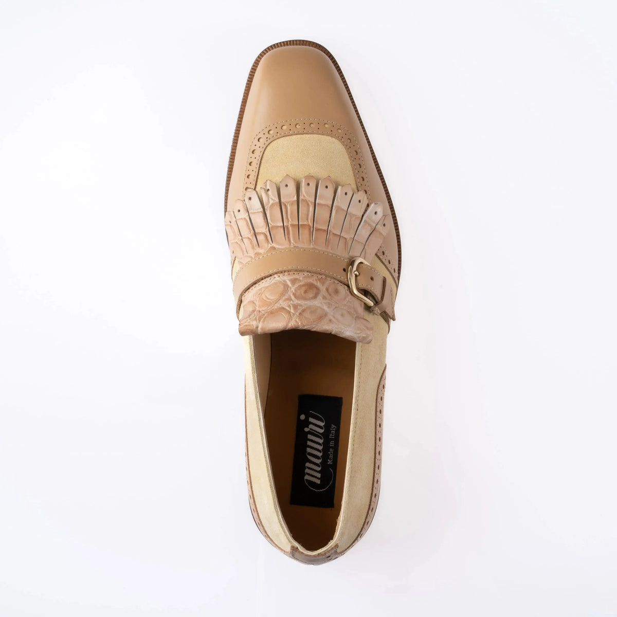 Mauri 1123 Dune/Champagne Genuine Alligator/Calf/Suede Monk strap Shoes