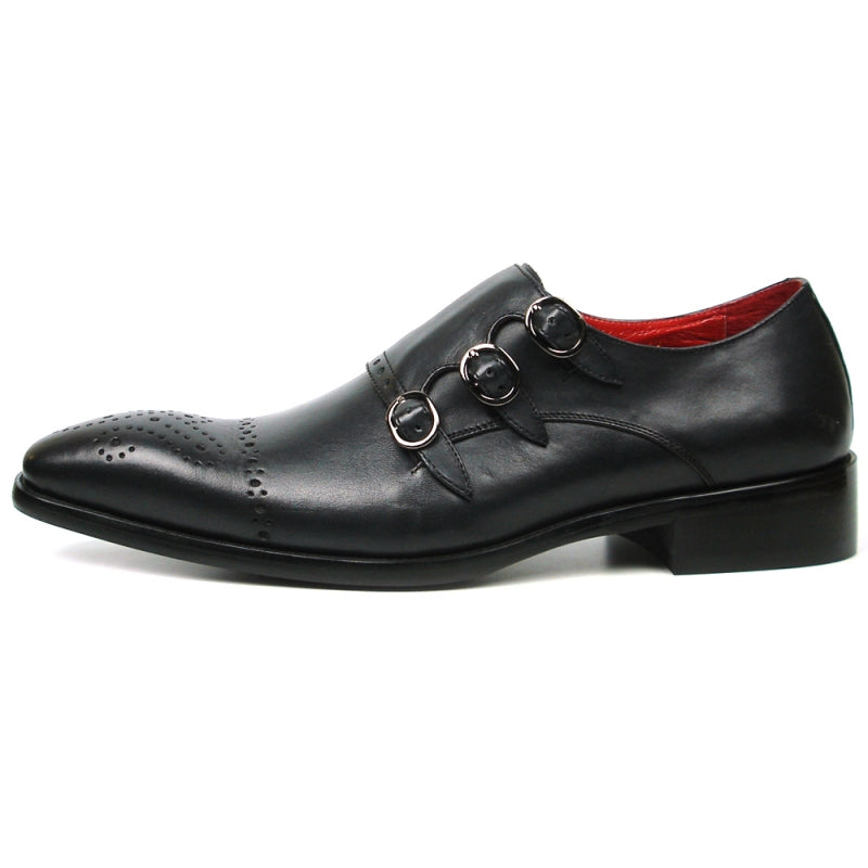 Fiesso FI-8703 Black Encore Monk Straps