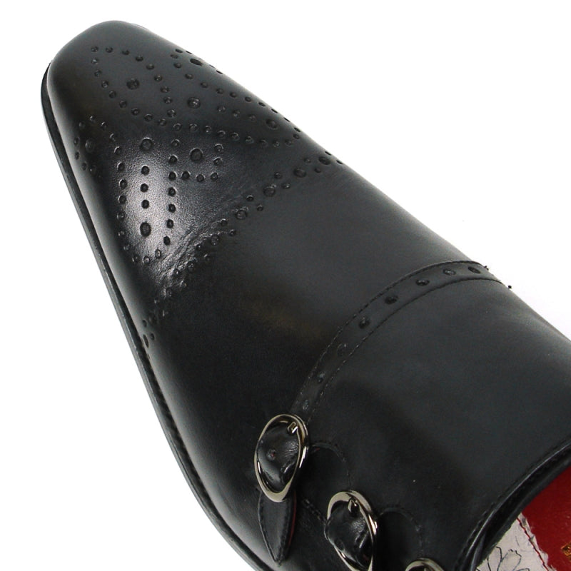 Fiesso FI-8703 Black Encore Monk Straps