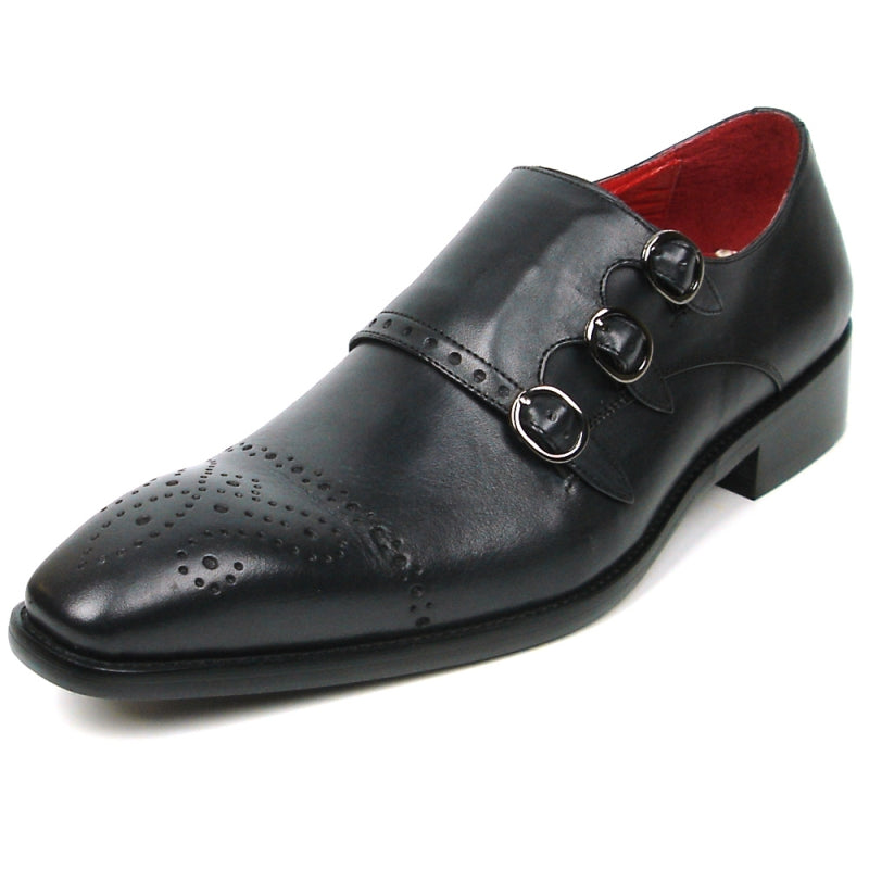 Fiesso FI-8703 Black Encore Monk Straps