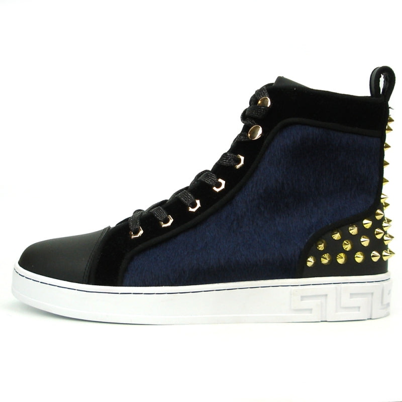 Fiesso FI-2348 Black Blue High Top Encore Sneakers