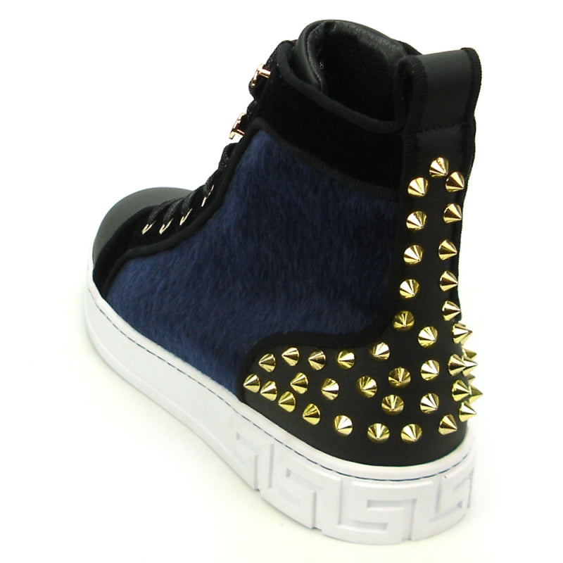 Fiesso FI-2348 Black Blue High Top Encore Sneakers