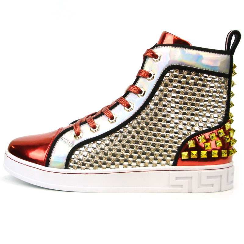 Fiesso FI-2363 Red High Top Encore Sneakers