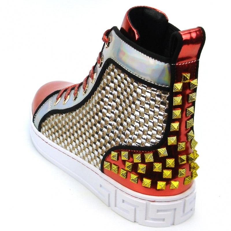 Fiesso FI-2363 Red High Top Encore Sneakers