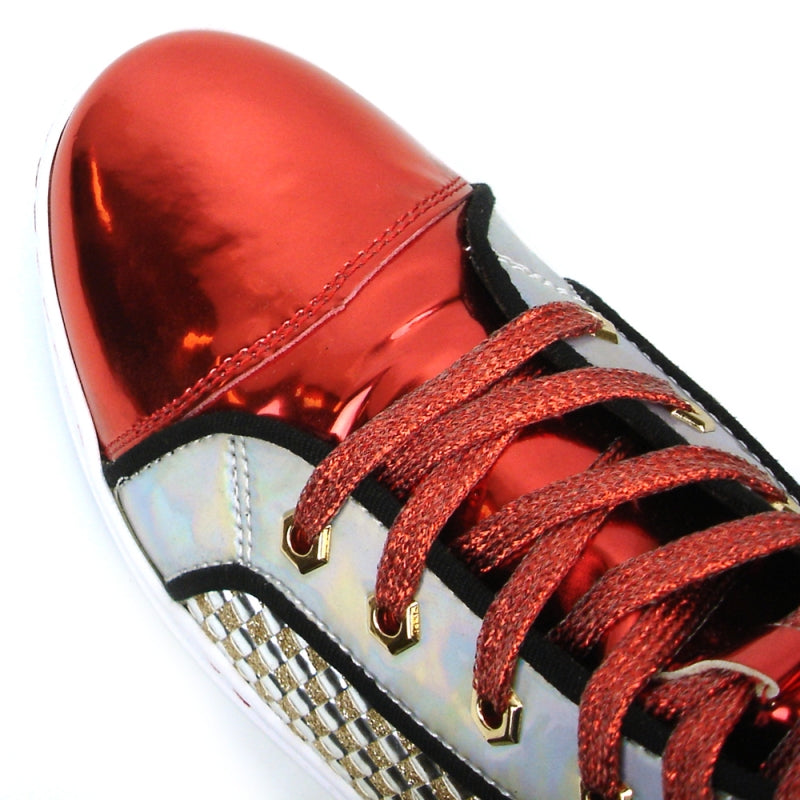 Fiesso FI-2363 Red High Top Encore Sneakers