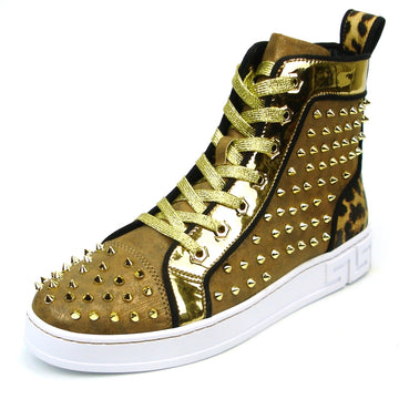 Fiesso FI-2364 Gold High Top Encore Sneakers