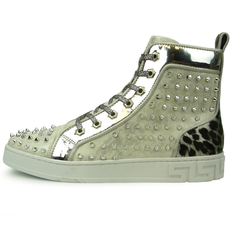 Fiesso FI-2364 Silver High Top Encore Sneakers