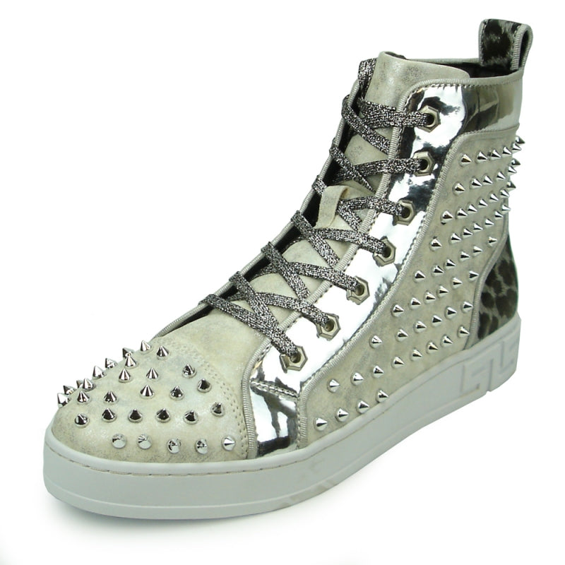 Fiesso FI-2364 Silver High Top Encore Sneakers