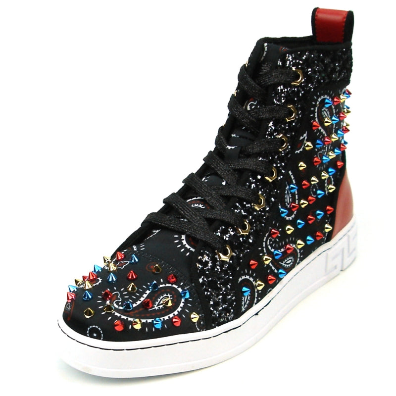 Fiesso FI-2365 Black High Top Encore Sneakers