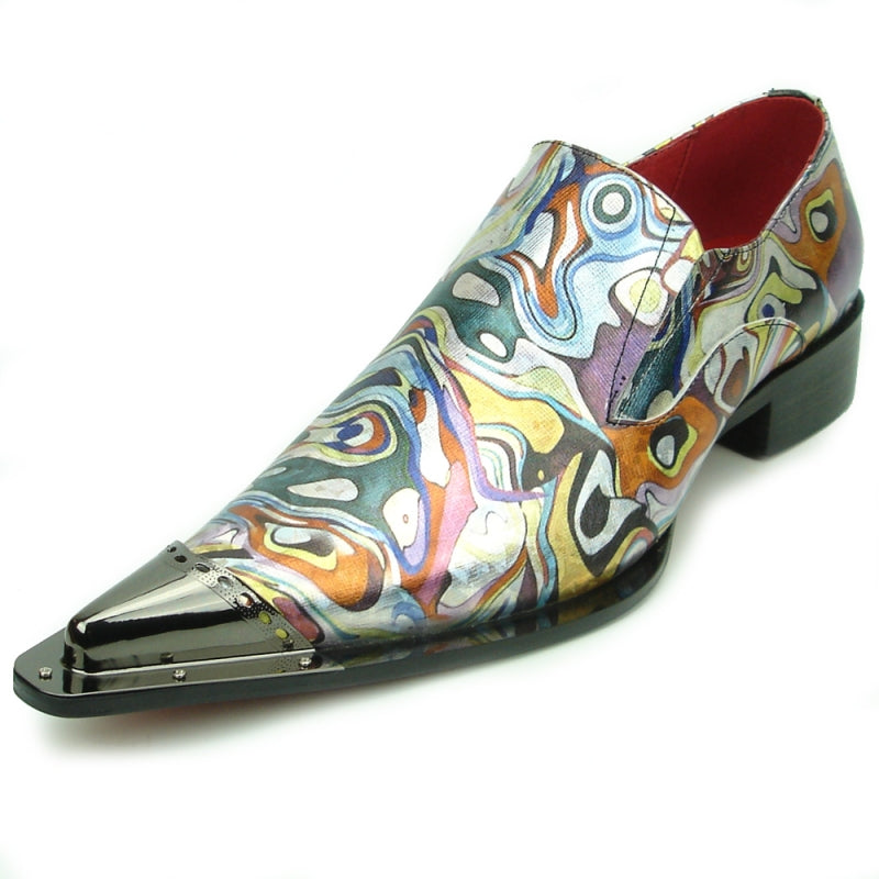 Fiesso FI-7467 Multi Color Metal Tip Loafers