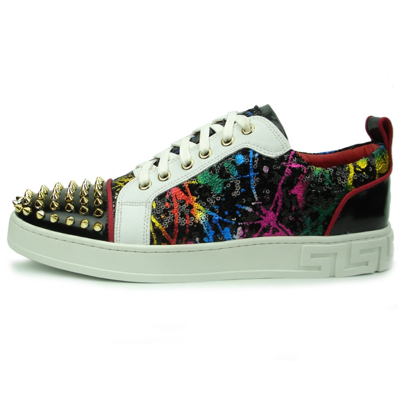 Fiesso FI-2381 Black White Multi Low Cut Sneakers