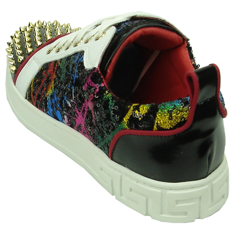 Fiesso FI-2381 Black White Multi Low Cut Sneakers