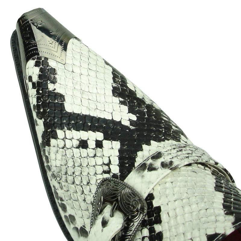 Fiesso FI-7469 Black White Python Monk Straps