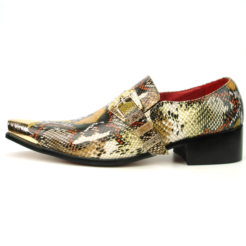 Fiesso FI-7469 Multi Color Python Monk Straps