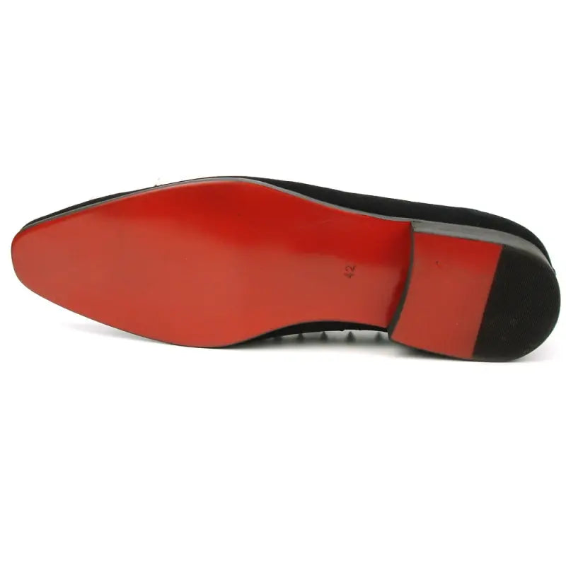 Fiesso FI-7492 Black Suede Silver Spikes Loafers