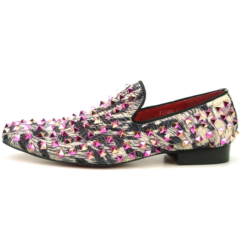 Fiesso FI-7496 Multi color Spike Slip on Loafers