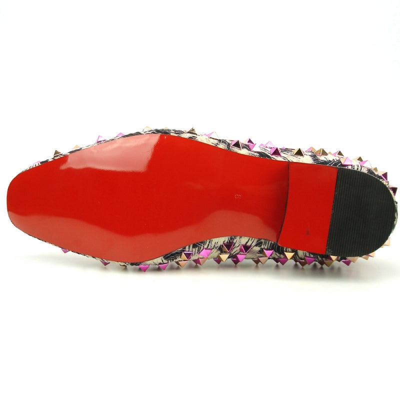 Fiesso FI-7496 Multi color Spike Slip on Loafers