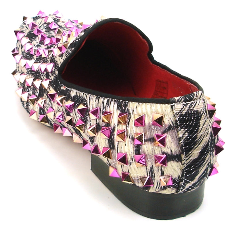 Fiesso FI-7496 Multi color Spike Slip on Loafers