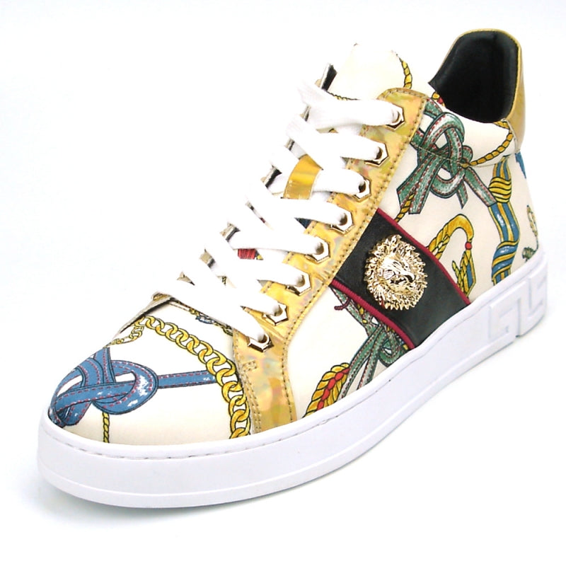 Fiesso FI-2385 Beige High Top Encore Sneakers