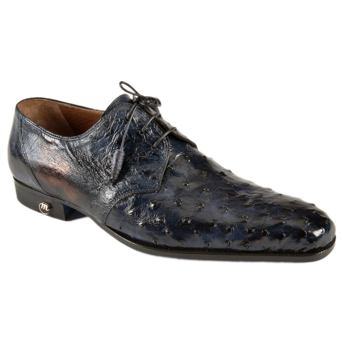 Mauri 1188/1 Wonder Blue Genuine Ostrich Hand-Painted Shoes