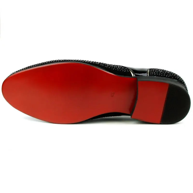 Fiesso FI-7483 Black Patent Wing Tip Loafers