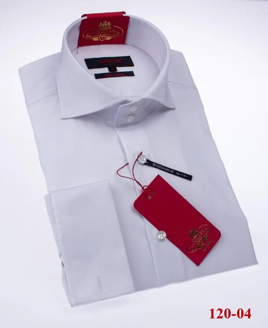 Axxess 120-04 White Cotton Casual Dress Shirt
