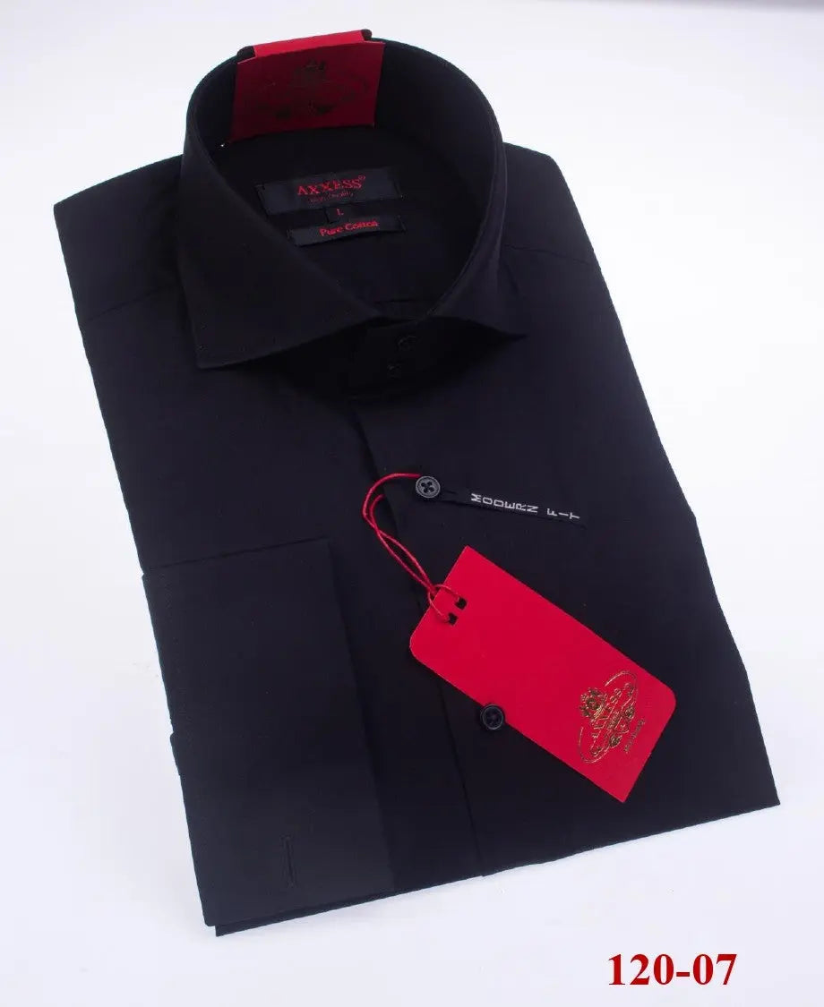 Axxess 120-07 Black Cotton Casual Dress Shirt