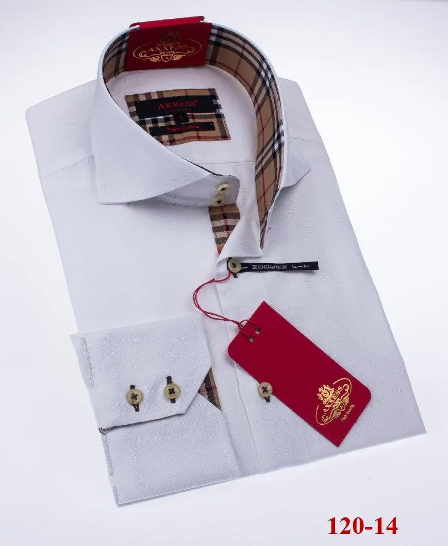 Axxess 120-14 White Cotton Casual Dress Shirt
