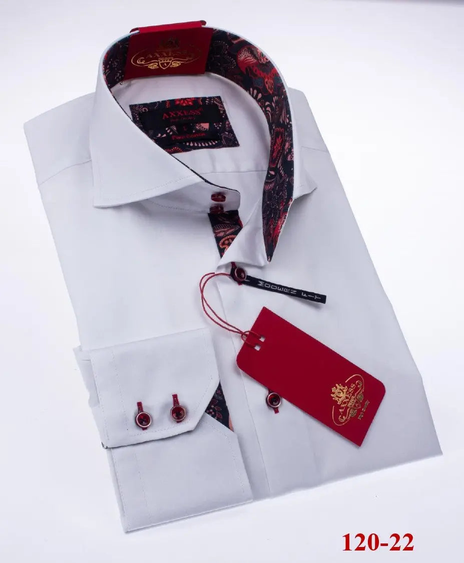 Axxess 120-22 White Cotton Casual Dress Shirt