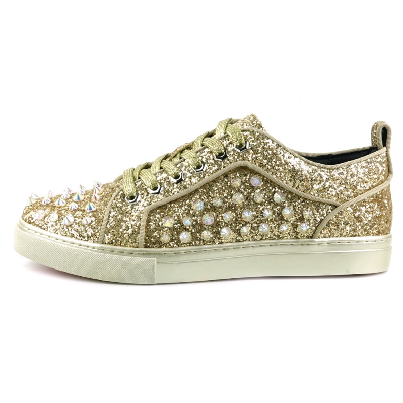 Fiesso FI-2414 Gold Glitter Spike Low Cut Encore Sneakers