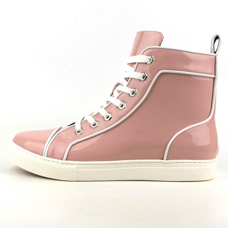 Fiesso FI-2416 Pink Patent Leather High Top Sneakers