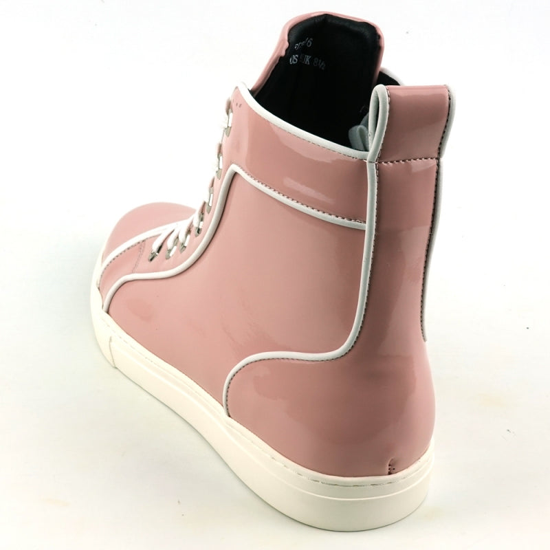 Fiesso FI-2416 Pink Patent Leather High Top Sneakers