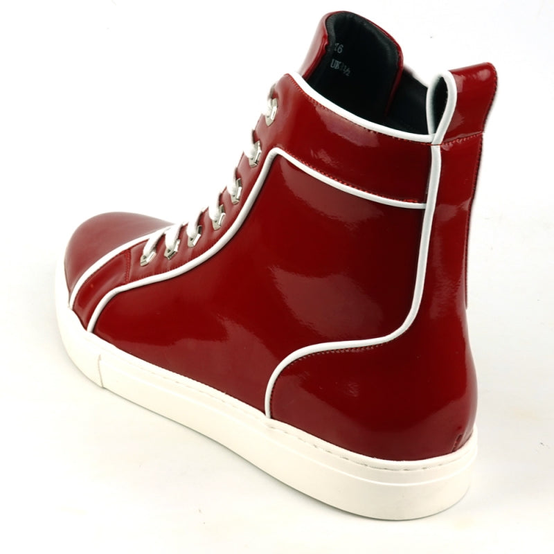 Fiesso FI-2416 Red Patent Leather High Top Sneakers