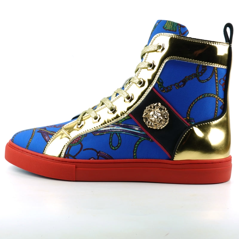 Fiesso FI-2421 Blue High Top Encore Sneakers