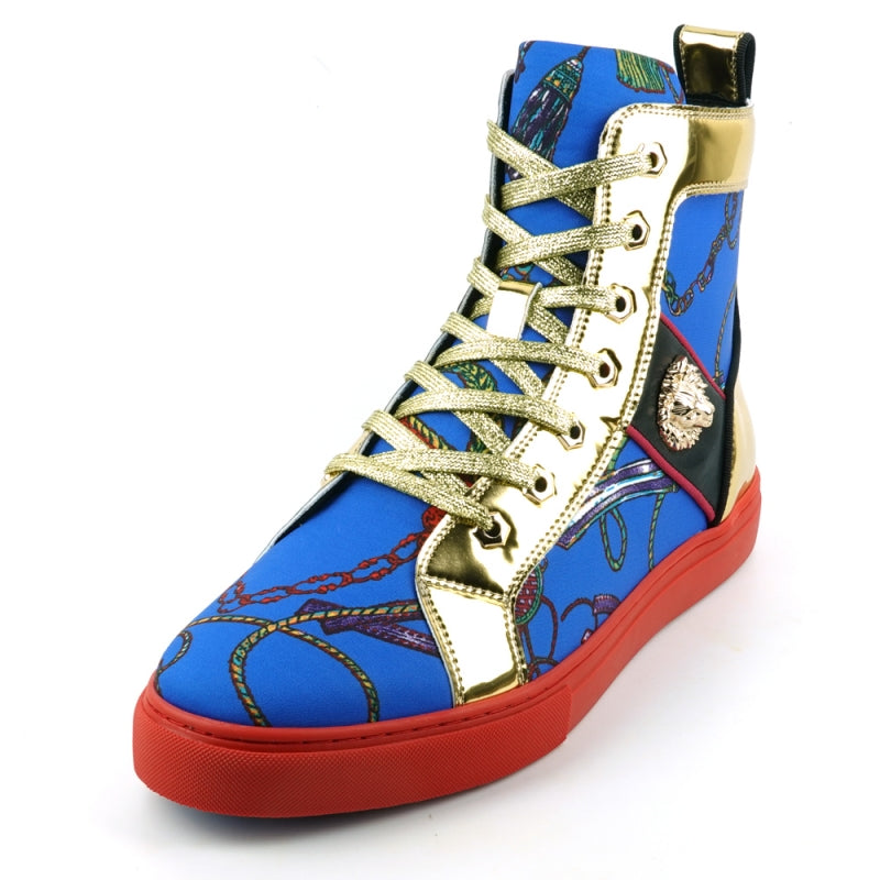 Fiesso FI-2421 Blue High Top Encore Sneakers