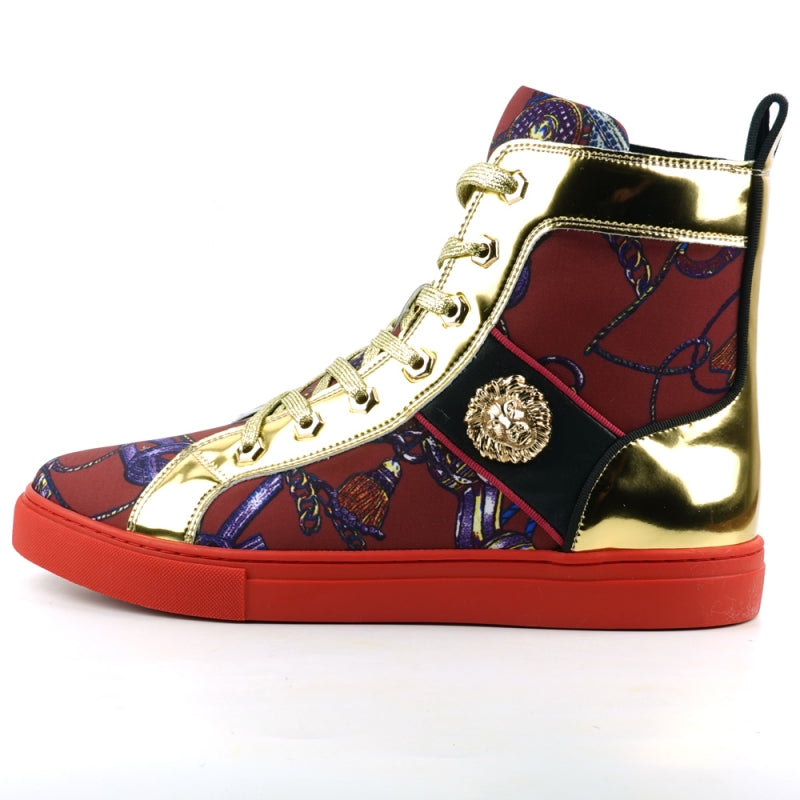 Fiesso FI-2421 Burgundy High Top Encore Sneakers