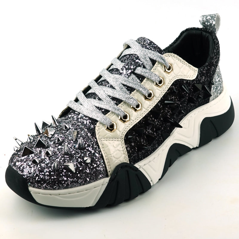 Fiesso FI-2406 Silver Black Encore Sneakers