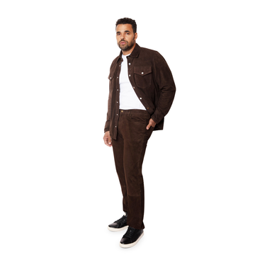 Jakewood 122 Brown Genuine Suede Leather Pants