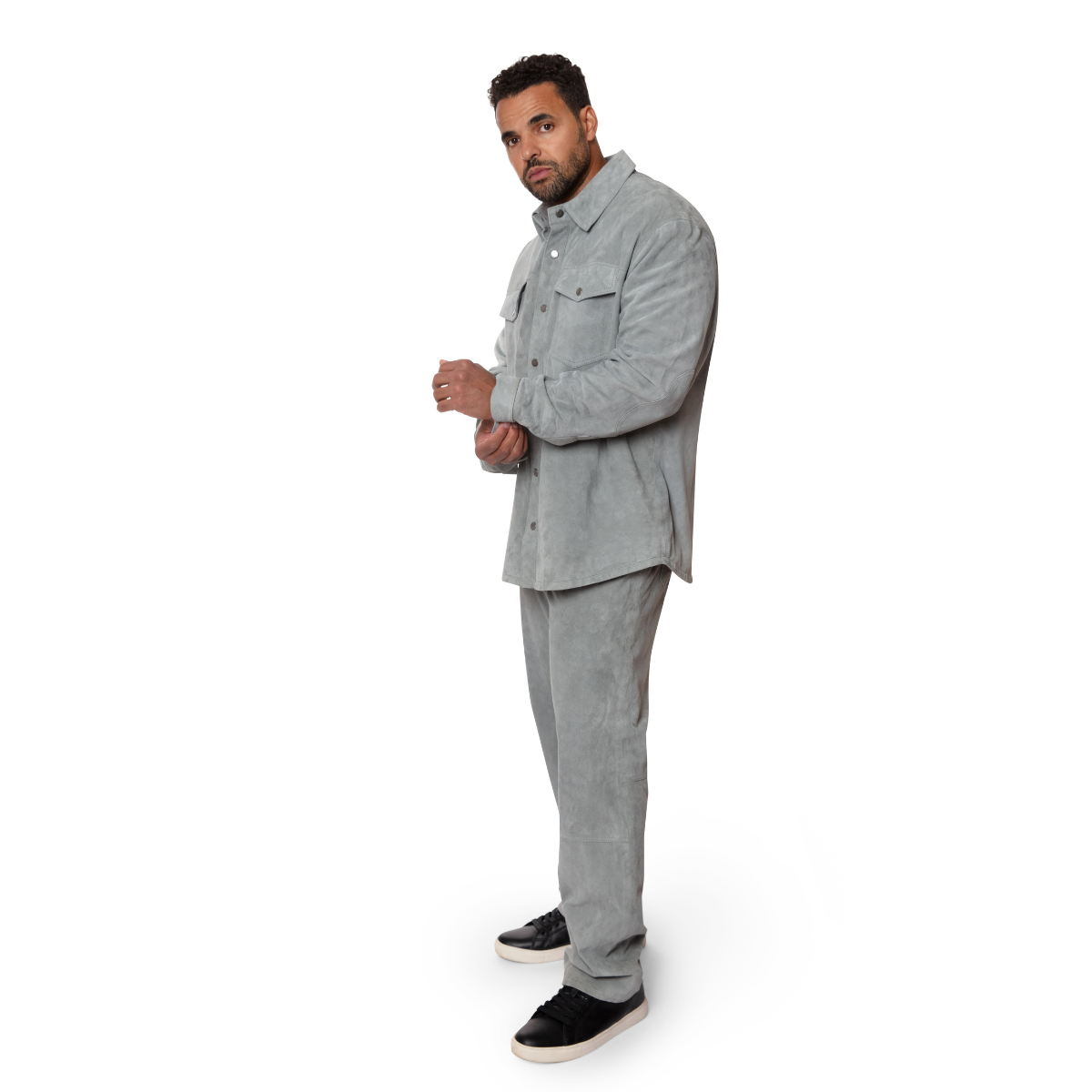 Jakewood 122 Gray Genuine Suede Leather Pants