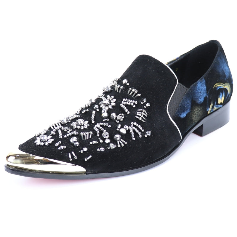 Fiesso FI-7235 Black Slip on Loafers