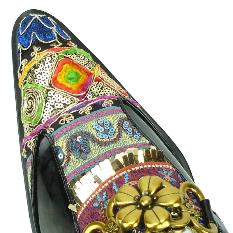 Fiesso FI-7237 Black - Multicolor Slip on Loafers