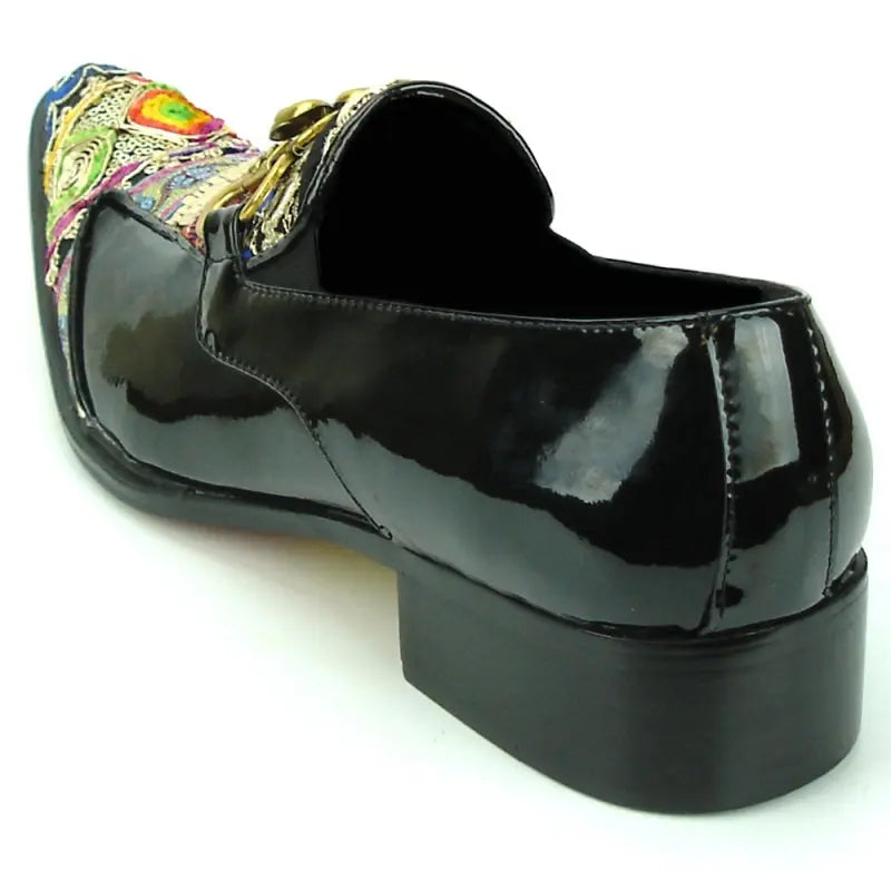 Fiesso FI-7237 Black - Multicolor Slip on Loafers