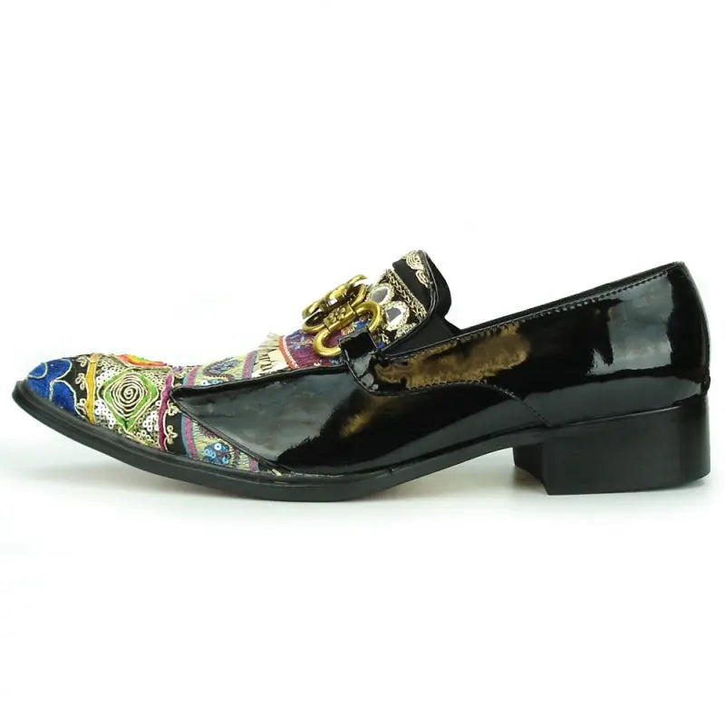 Fiesso FI-7237 Black - Multicolor Slip on Loafers