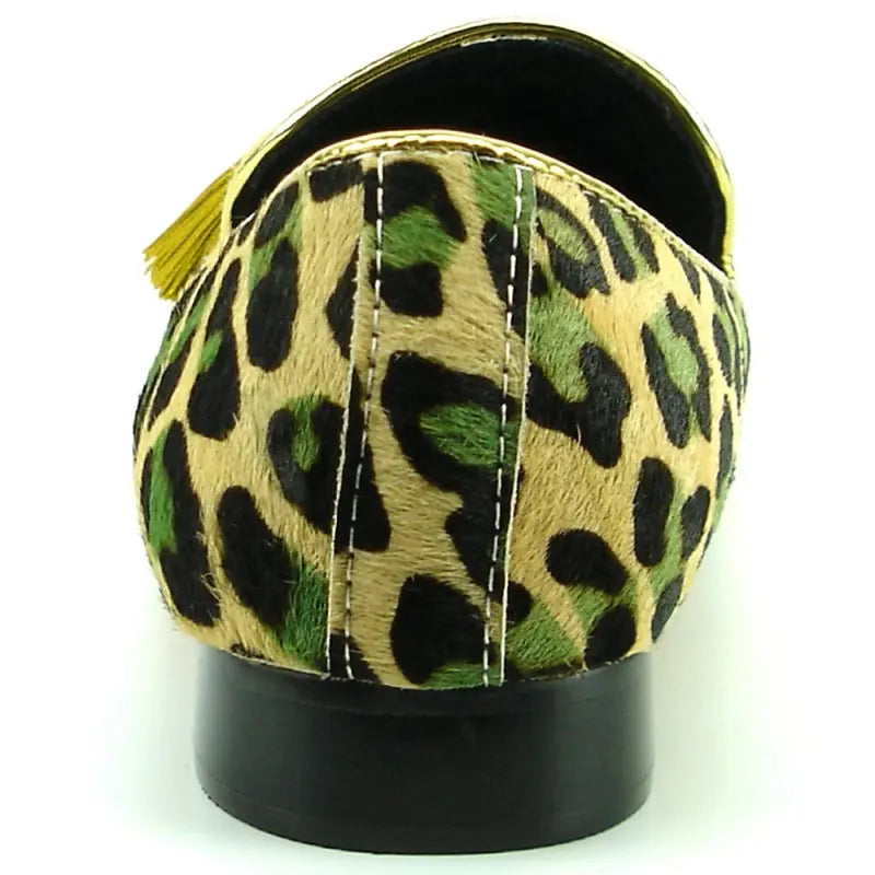 Fiesso FI-7254 Leopard Pony hair Slip on With Tassel Loafers Suit Essence